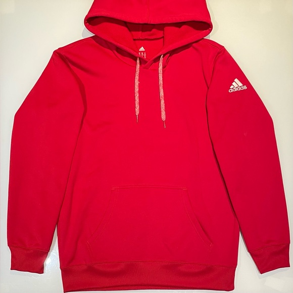 *NEW* Adidas Red Pullover Hoodie with Logo Sleeve - Picture 3 of 7